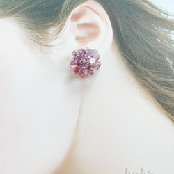 glass beads pierce/earring*ライトアメジスト＊large 3枚目の画像