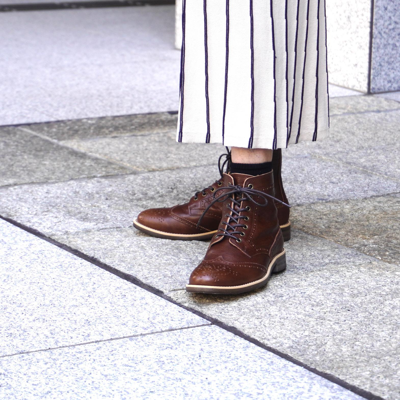 本革のメダリオンレースアップブーツ／日本製／27025
