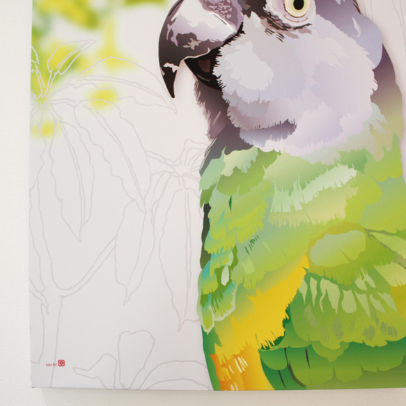 パネル作品【小】「Senegal Parrot」（A5・B5サイズ） 6枚目の画像