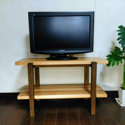【特別価格】カフェテーブル　脚アンティーク色　ベンチ　シェルフ　テレビ台　ディスプレイ　幅750 4枚目の画像