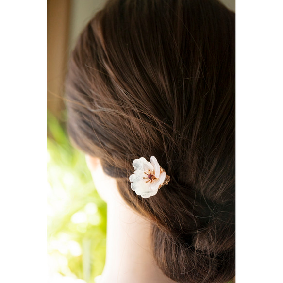 天然石ローズクォーツのお花のかんざし　簪　ヘアアクセサリー　髪飾り 15枚目の画像