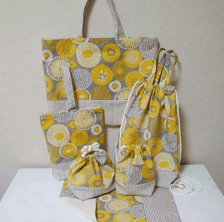 入園入学 通園通学 6点セット(レッスンバッグ･シューズバッグ･ナップサック･お弁当袋･コップ袋･ランチョンマット)花柄