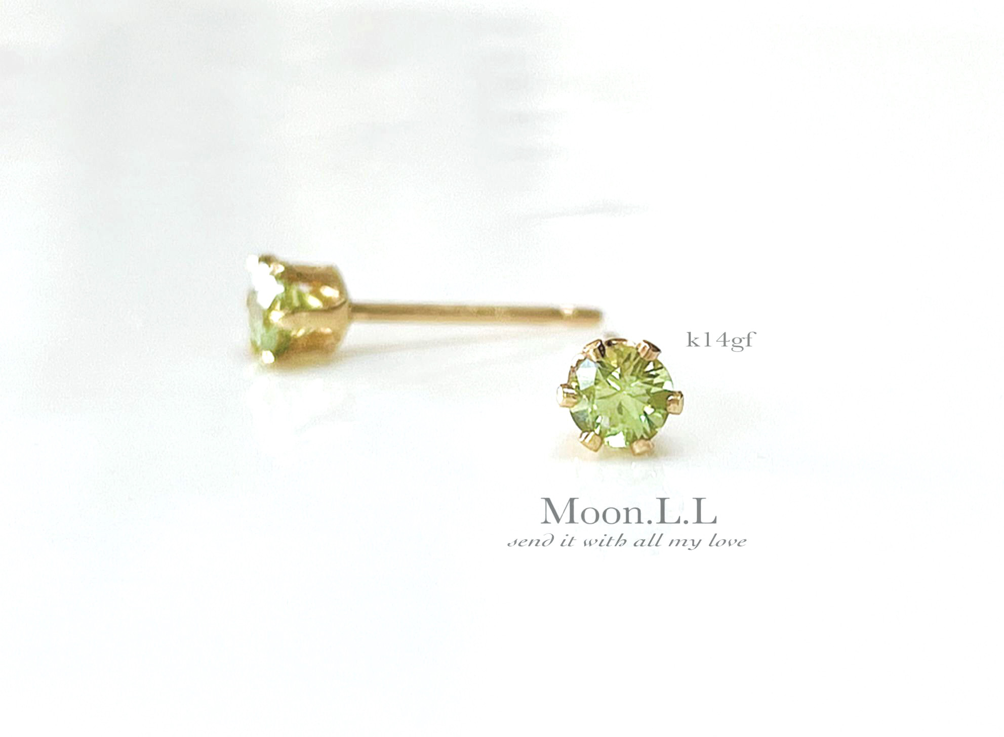 【希少石】k14gf 1月誕生石　デマントイドガーネットのプチスタッドピアス