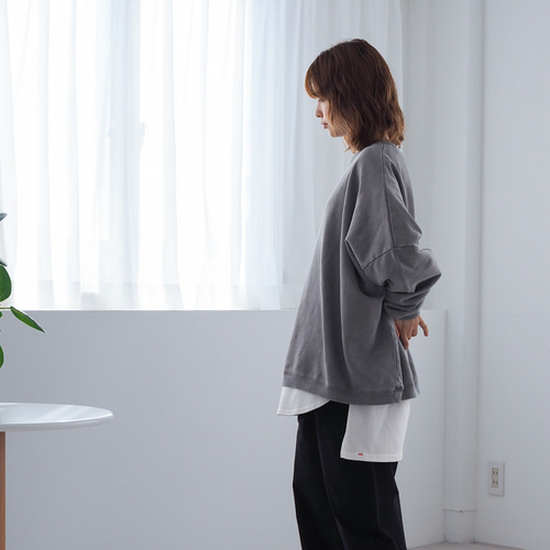 ピグメント オーバーサイズスウェット グレー スウェット・トレーナー