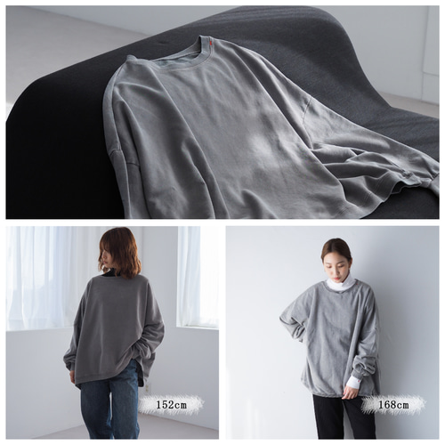 ピグメント オーバーサイズスウェット グレー スウェット・トレーナー