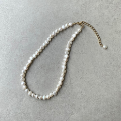 改良✧バロック淡水パールのネックレスM(6~8mm）サージカルステンレス 2枚目の画像