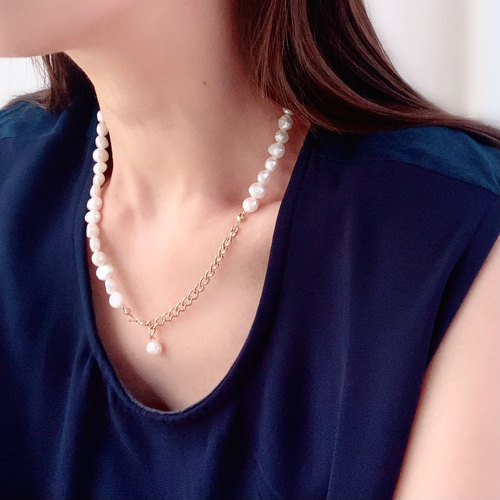 改良✧バロック淡水パールのネックレスM(6~8mm）サージカル