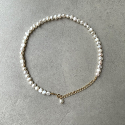 改良✧バロック淡水パールのネックレスM(6~8mm）サージカルステンレス 3枚目の画像