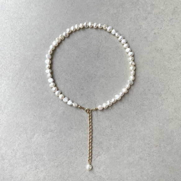 改良✧バロック淡水パールのネックレスM(6~8mm）サージカルステンレス 4枚目の画像