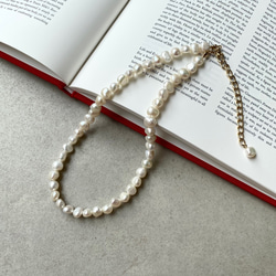 改良✧バロック淡水パールのネックレスM(6~8mm）サージカルステンレス 15枚目の画像