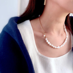 改良✧バロック淡水パールのネックレスM(6~8mm）サージカルステンレス 9枚目の画像