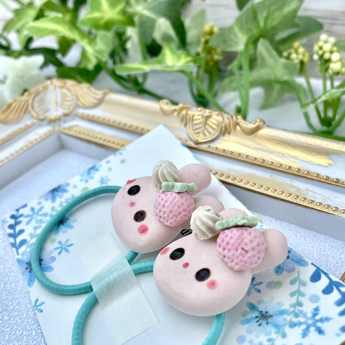 Handmade ポンポンヘアゴム kids jellyfish ミント Handmade ポンポンヘアゴム kids jellyfish ミント