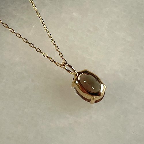 K18YG バイカラー オレゴンサンストーン ネックレス ネックレス  