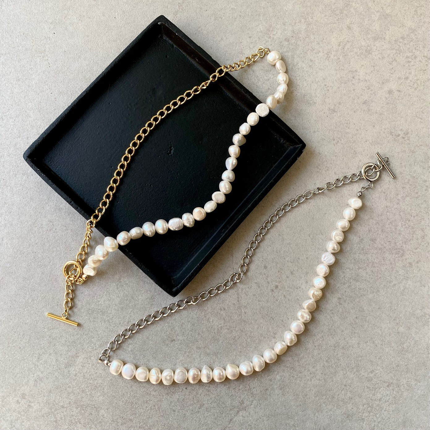 花びらケシパールネックレス　スティックバロックパールネックレス　一連　淡水本真珠