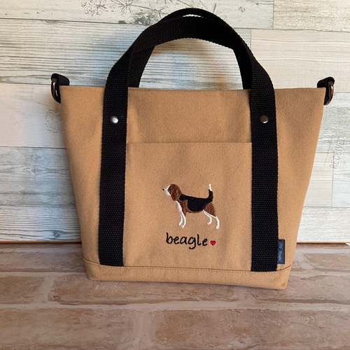 L.L.Bean犬刺繍入りキャンバストートバッグ緑×白size M