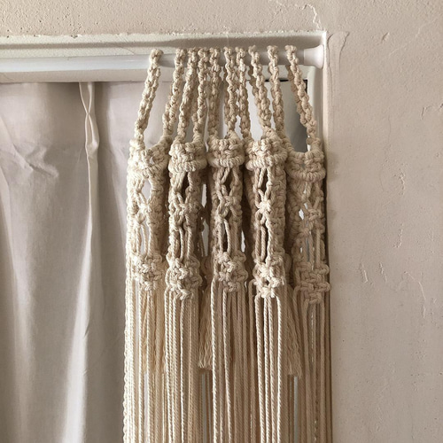 マクラメ カフェカーテン フェザータッセル2個付き マクラメカフェ
