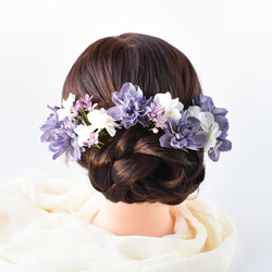 青紫ダリアの髪飾り 2枚目の画像