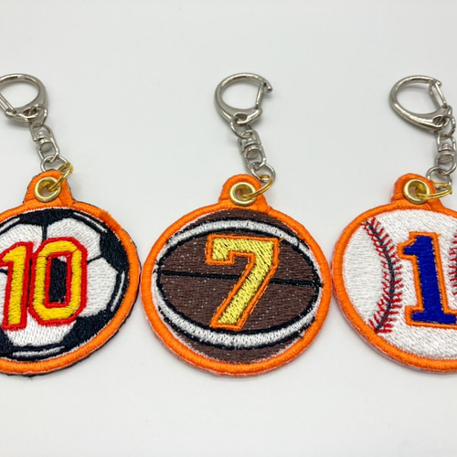オリジナルハンドメイド 野球ボール 背番号キーホルダー