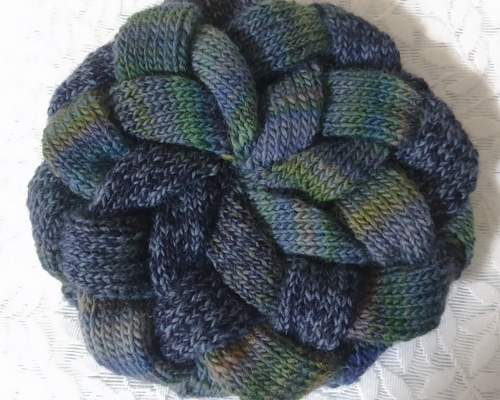 網代編みのニットベレー〈ブルーグリーン系MIX〉すっきり ニット帽