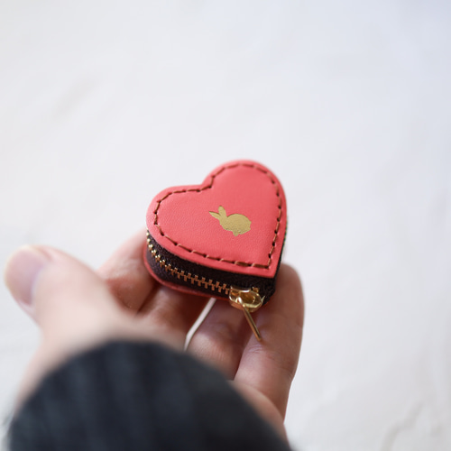 ❤︎うさぎの心❤︎小さいハートの牛革コインケースorジュエリー