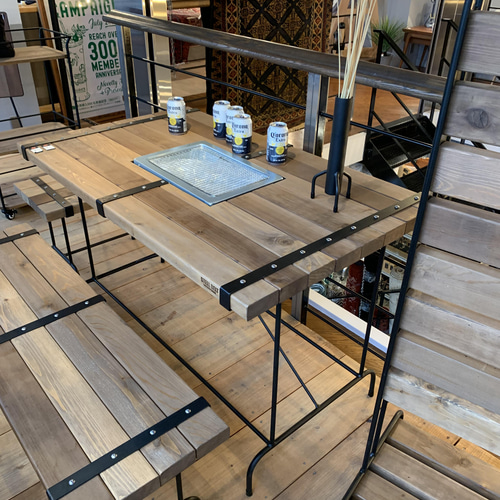 BBQテーブルセット コールマングリル付 ダイニングテーブル リビング