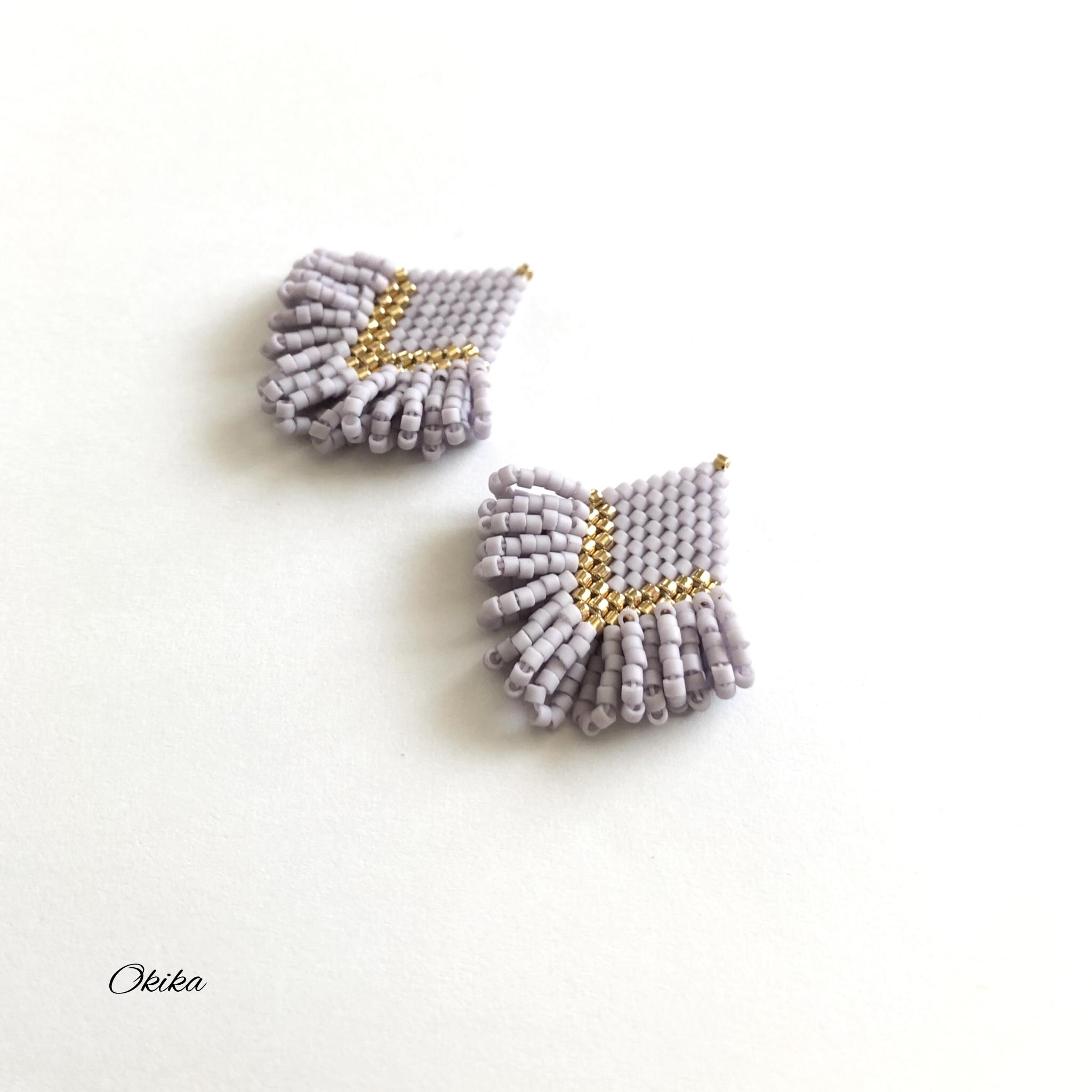 ループビーズピアス/イヤリング【Lilac】 ピアス（フック
