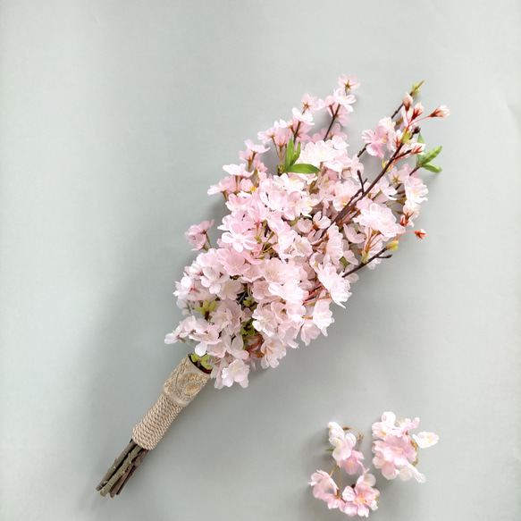 「sa ku ra　さくら　桜のブーケ」お揃いヘッドパーツ付　和装ブーケ　ブライダルブーケ　ブライダル　結婚式 7枚目の画像