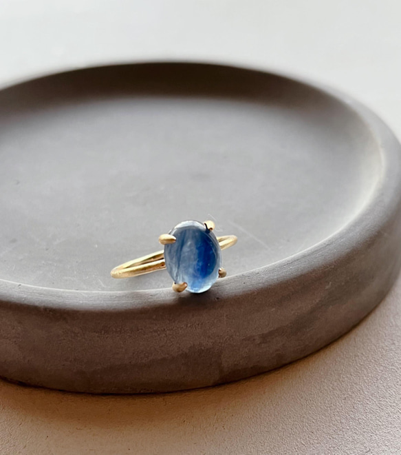 天然石 ブラジル産 カイヤナイト 爪留めリング10×8mm オーバル