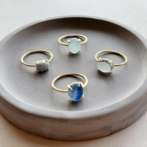 天然石 ブラジル産 カイヤナイト 爪留めリング10×8mm オーバル