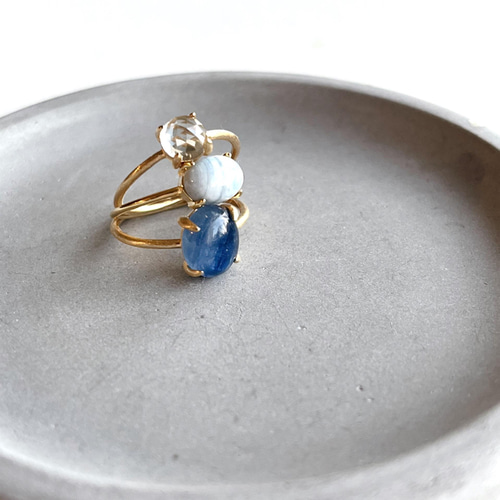 天然石 ブラジル産 カイヤナイト 爪留めリング10×8mm オーバル