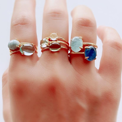 天然石 ブラジル産 カイヤナイト 爪留めリング10×8mm オーバル