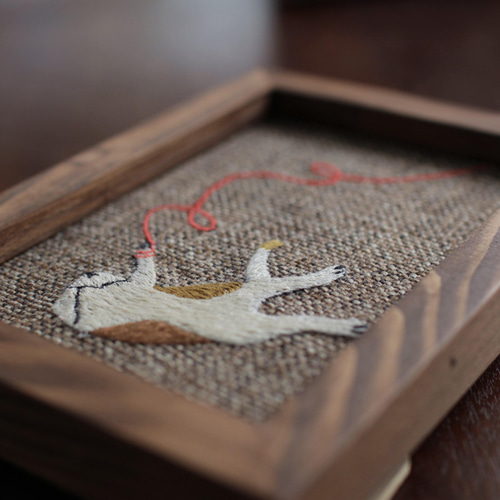 額縁絵はがきサイズ・動物刺繍5～8 フォトフレーム・写真立て