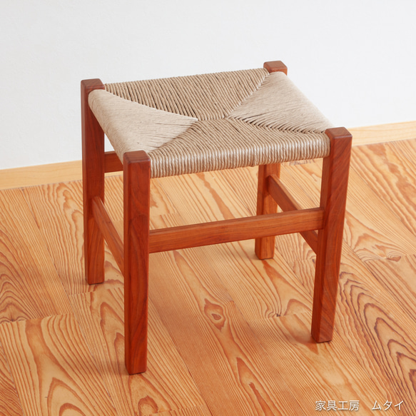 さくらのスツール ハンドメイド 座編みのスツール サクラと和紙紐の椅子 椅子（チェアー）・スツール