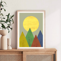 北欧 風 インテリア アート ポスター 【 森と太陽 】 :/ 129 / 山 自然
