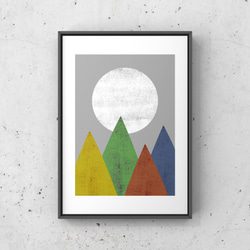 北欧 風 インテリア アート ポスター 【 森と満月 】  :/  130 /  山 自然 モダン 植物 2枚目の画像