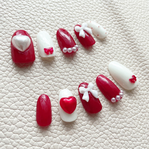 韓国風ガーリーリボンネイルチップ ネイルチップ（つけ爪） Maruu 通販