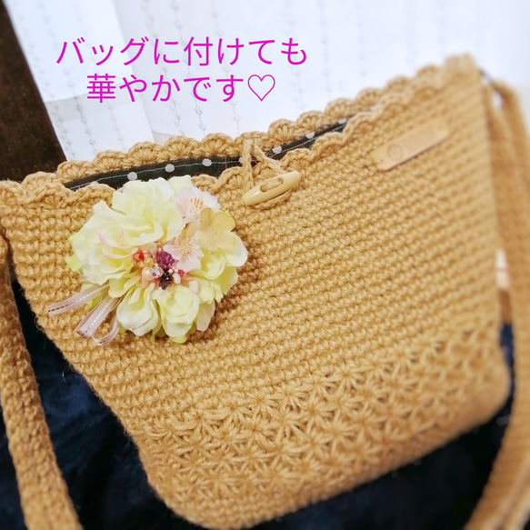 薔薇♡ダリアコサージュ.2wayクリップ.グレー 6枚目の画像