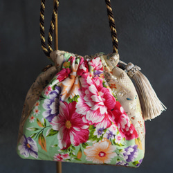 金華山巾着 ＜紫陽花色の花蕾＞ 2Way ショルダー バッグ パイルジャ