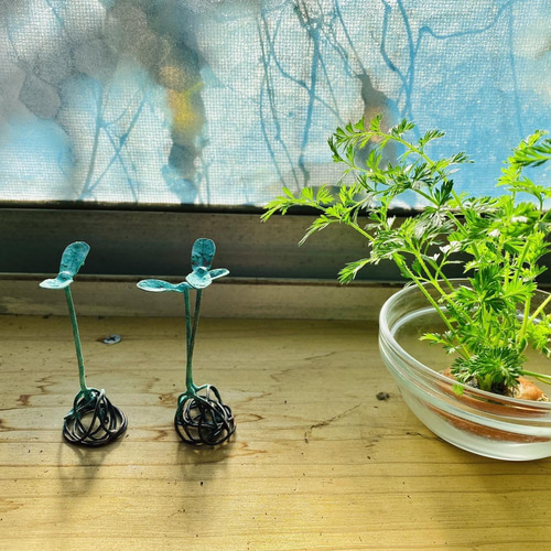 銅板造形作品]幸運の若葉 (1枚葉) 立体・オブジェ FumineCopperWorks 