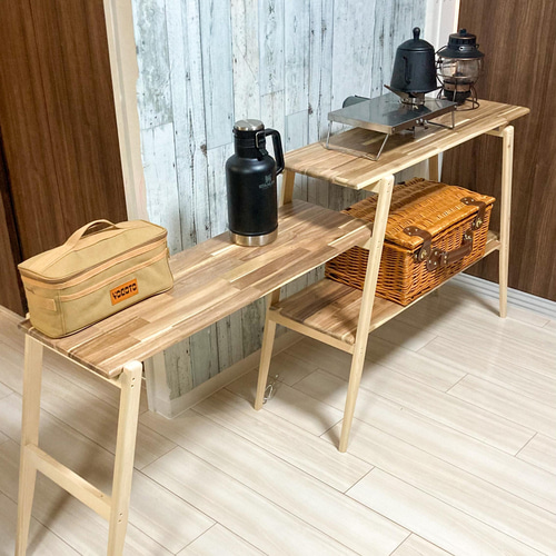 たためるマルシェテーブル キャンプテーブル アカシア材ウレタンニス