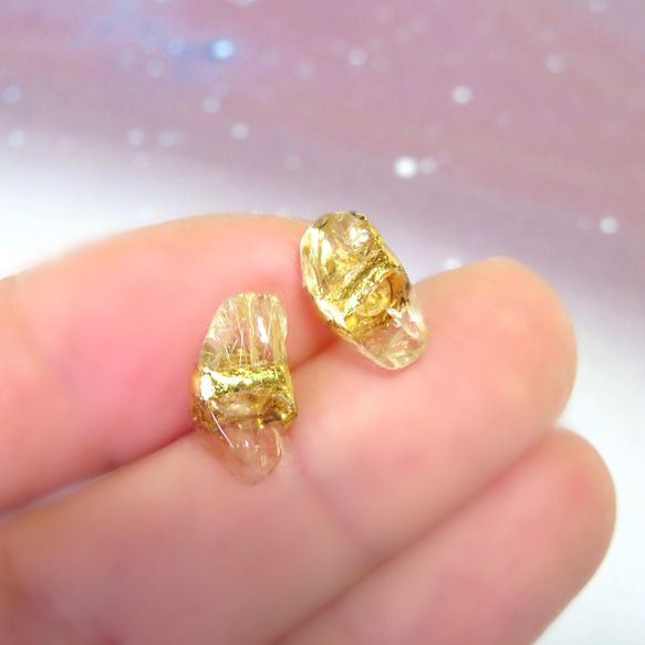 星の瞬き＊Rutile quartz×Citrine＊金継ぎ／S size 4枚目の画像