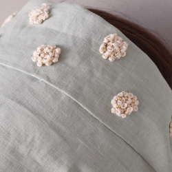 再販6◆牡丹の花のような刺繍のヘアバンド(ベールグリーン)<hairband227>受注製作 9枚目の画像