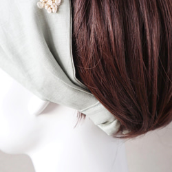 再販6◆牡丹の花のような刺繍のヘアバンド(ベールグリーン)<hairband227>受注製作 7枚目の画像