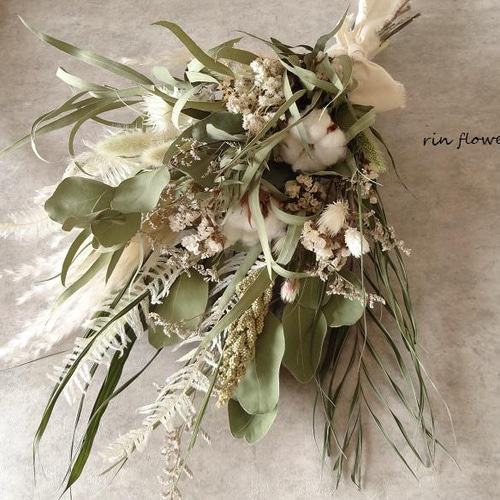 特大 ホワイト＆グリーン ユーカリ ポポラス コットン 綿 白