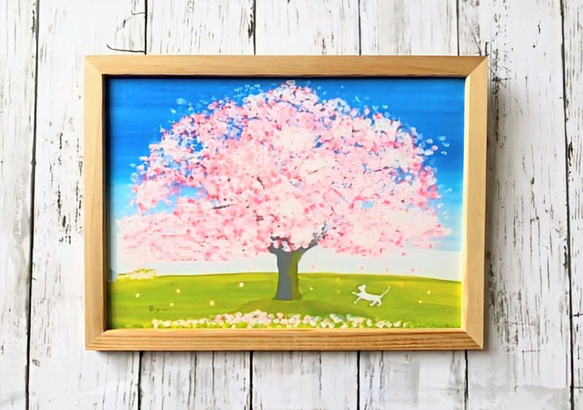 超美品！値下げ交渉あり。金箔で桜の花　アクリル画　絵画 夕刻の桜】アクリル画 F3 風景画 絵画 - メルカリ