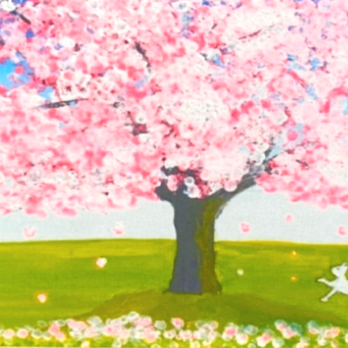 春だ』 アート ポスター 桜 春 花 猫 絵 絵画 アクリル画 春だ』 アート ポスター 桜 春 花 猫 絵 絵画 アクリル画