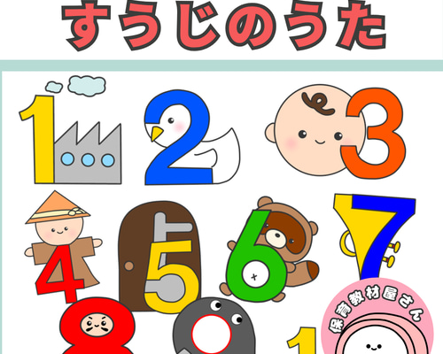 ペープサート 数字のうた 数字の歌 すうじのうた 歌唱指導 誕生会 保育