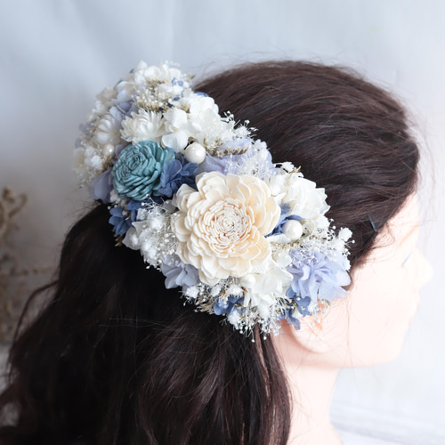 ショートヘアさんにも】海のナチュラルヘッドドレス～コーム