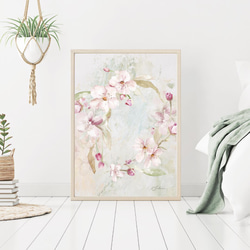 桜の花のポスター　グリーン/ i0483 / インテリアポスター 1枚目の画像