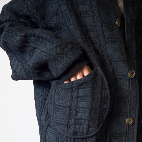 6重ガーゼノーカラージャケット/ブラック/三河木綿 ジャケット UZUiRO